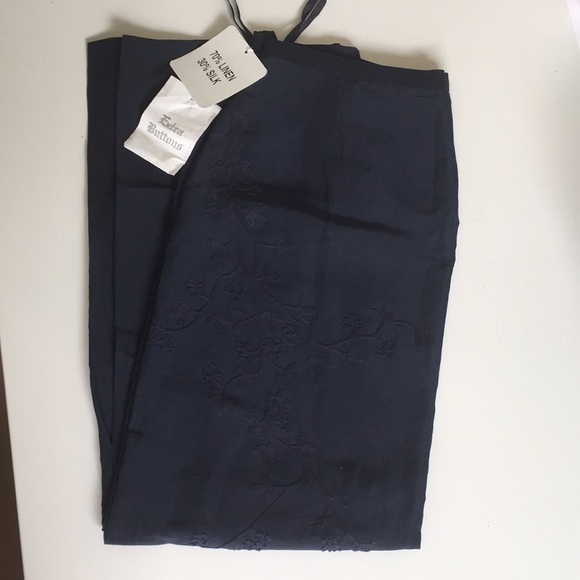 C&W LONG EMBROIDERED NAVY SILK SKIRT SZ 8 NWT - Picture 1 of 3